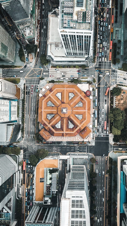 Des bâtiments vue du ciel